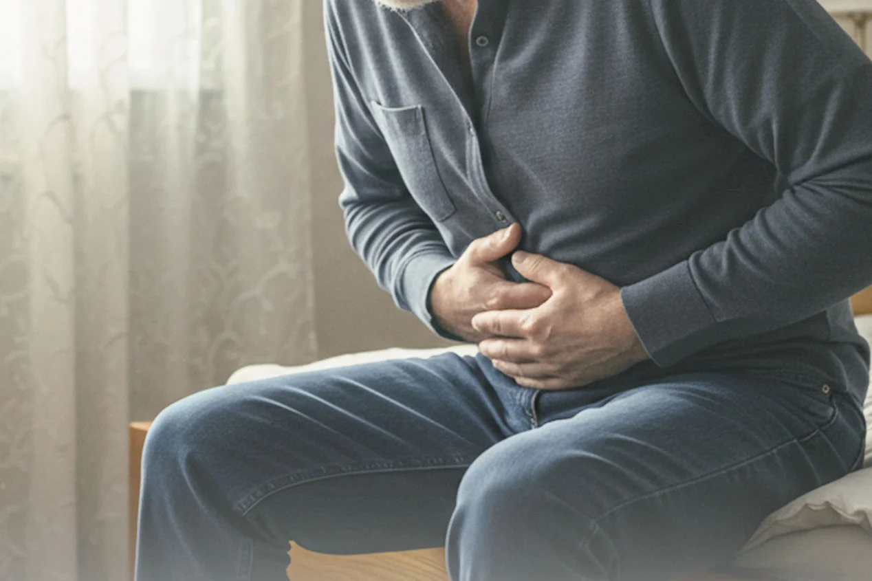 Мужчина держится за живот
